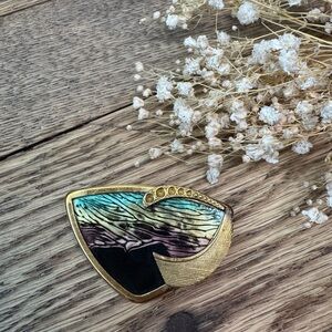 Gold-Tone Multicolor Abstract Enamel Brooch - Women Jewelry Brooches
